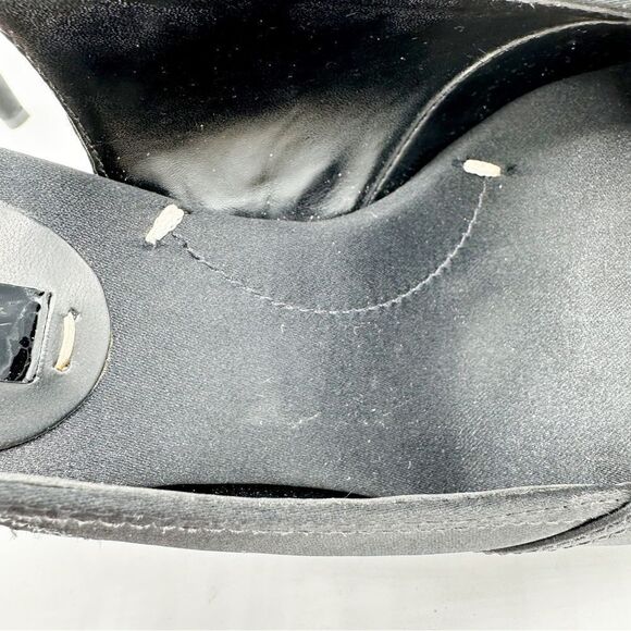 BCBGMaxAzria Black Satin Jeweled‎ Sandals w/Mirrored Platform Cone Heel Sz 8 38 - Picture 11 of 15